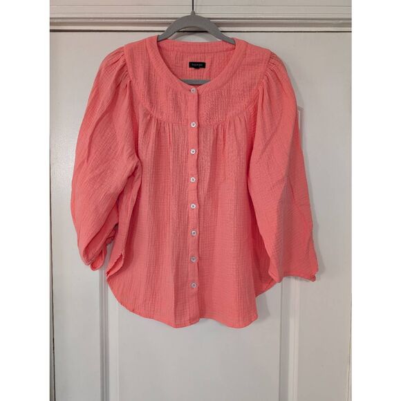 Talbots Guaze Button Up Shirt women's small coral cotton‎ beachy vacation - Picture 1 of 6